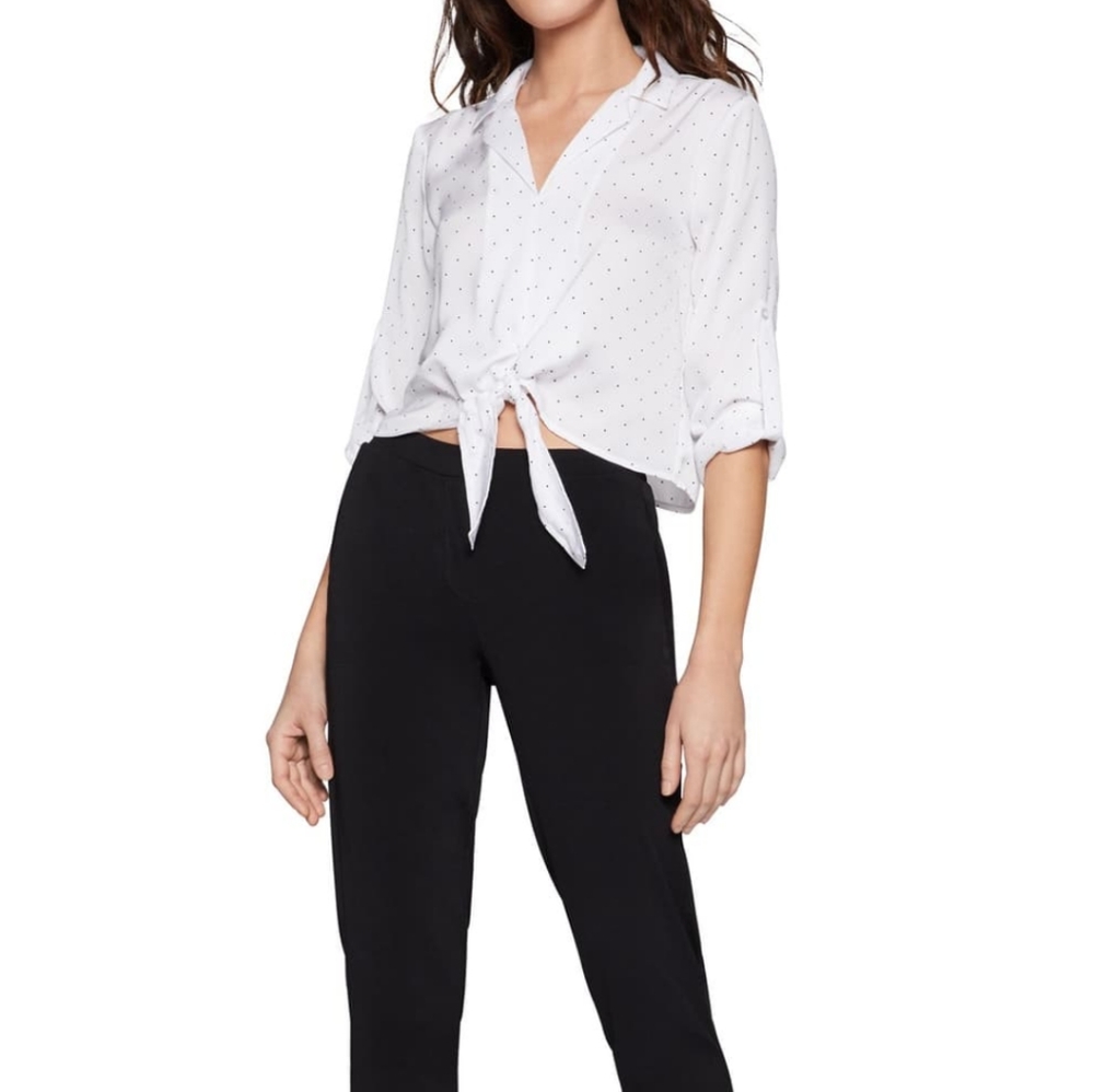 NWT BCBGeneration Dot Print Satin Tie Crop Top - Picture 1 of 3